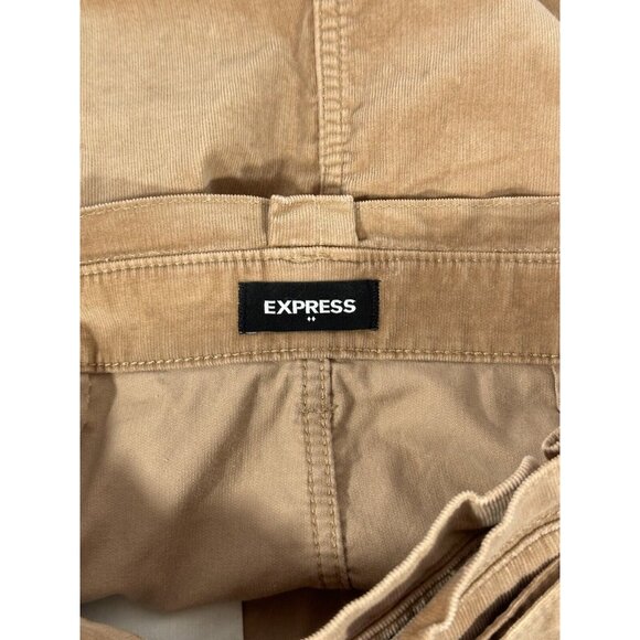 Express Corduroy Skirt Womens Teen Size 6 Brown Tan High Rise Belted Pockets - Picture 8 of 11
